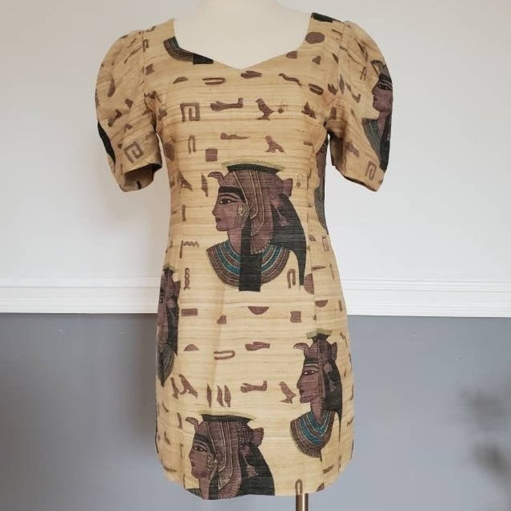 60s Cleopatra Print Mini Dress
